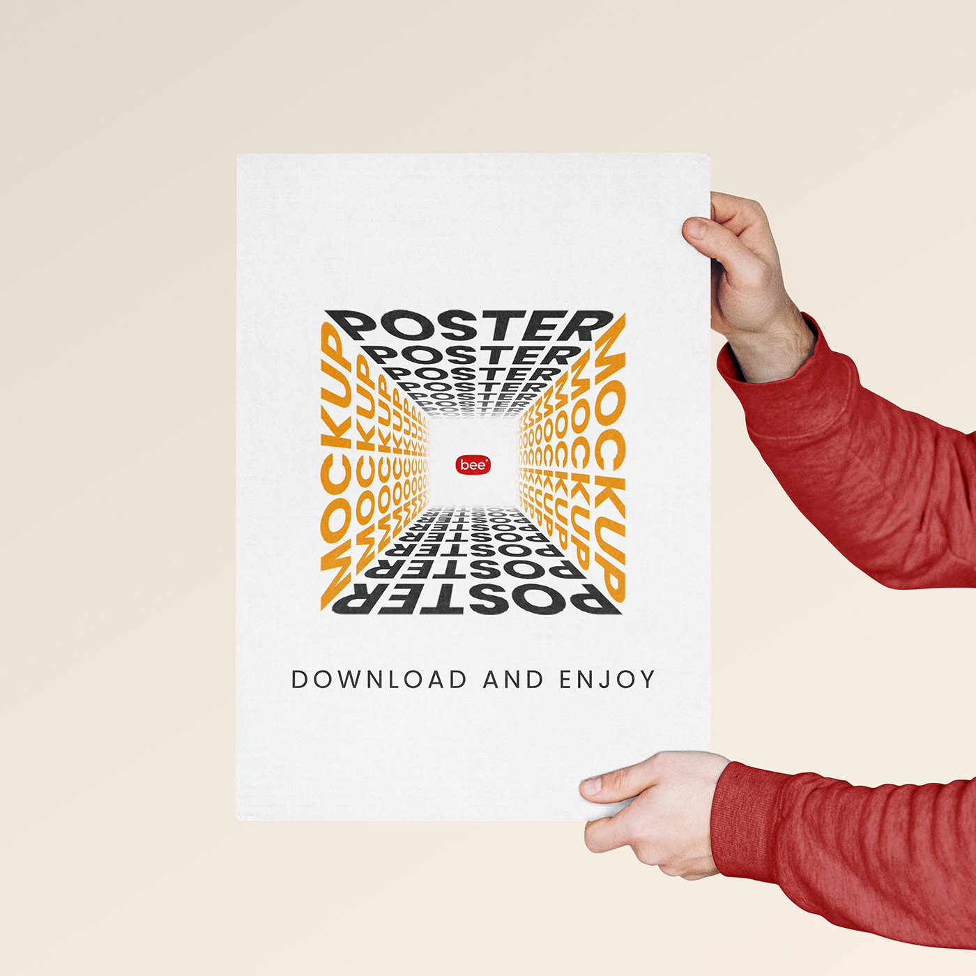 Facing View of Poster Mockup in Hands FREE PSD