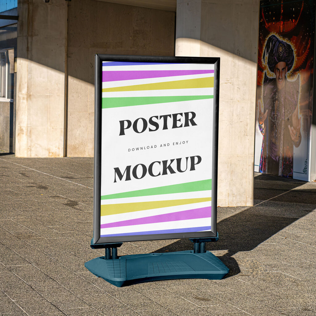Facing View of Poster Stand Mockup