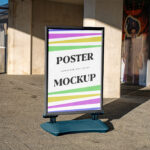 Facing View of Poster Stand Mockup