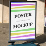 Facing View of Poster Stand Mockup