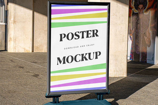 Facing View of Poster Stand Mockup