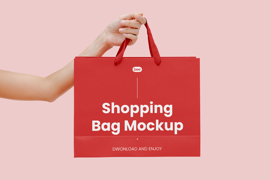 Facing View of Shopping Bag Mockup in Hand