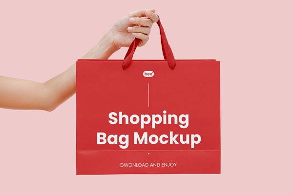 Facing View of Shopping Bag Mockup in Hand