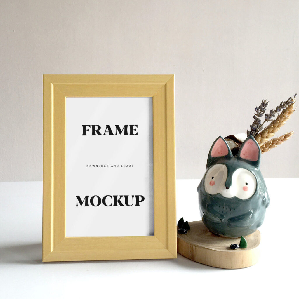 Facing View of Small Frame Mockup with Figure