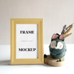 Facing View of Small Frame Mockup with Figure