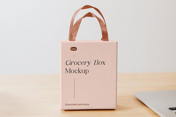 Facing View of Small Grocery Box Mockup