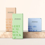 Facing View of Square and Vertical Box Mockup