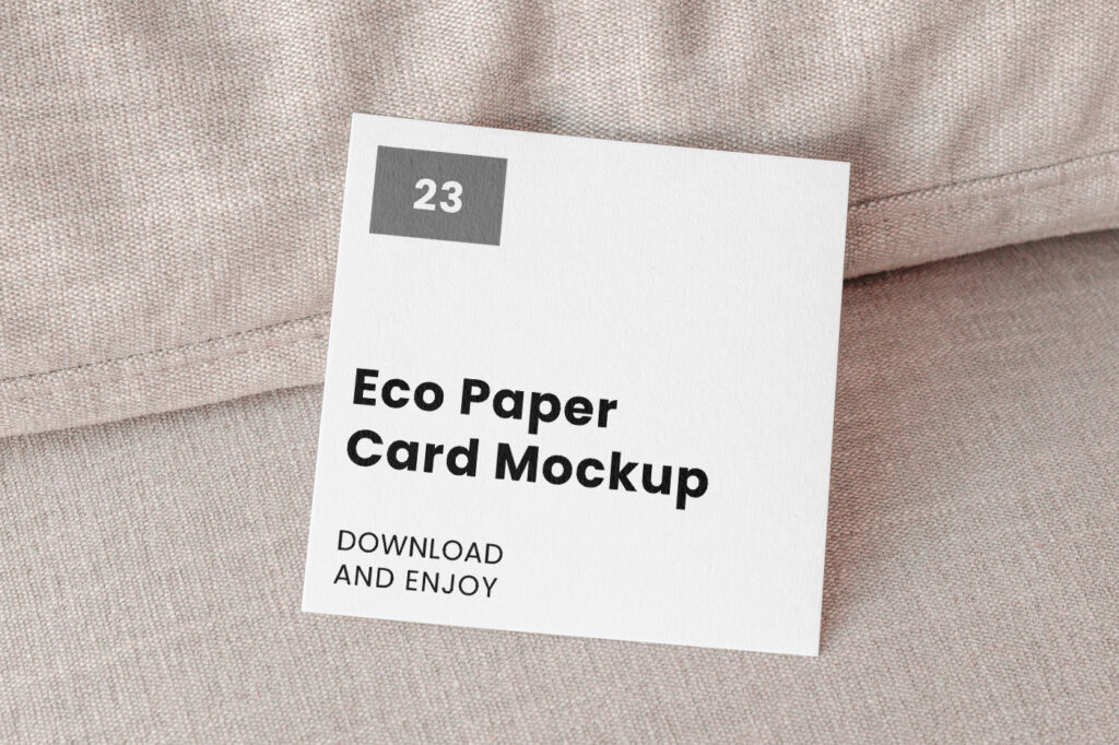 Facing View of Square Card Mockup on Pillow