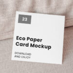 Facing View of Square Card Mockup on Pillow