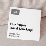 Facing View of Square Card Mockup on Pillow