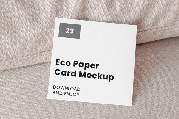 Facing View of Square Card Mockup on Pillow