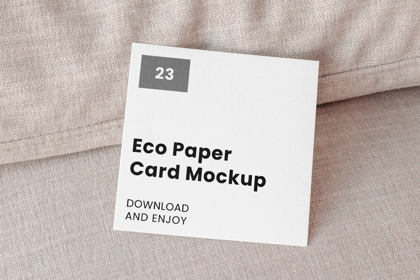 Facing View of Square Card Mockup on Pillow FREE PSD