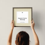Facing View of Square Frame Mockup in Hands