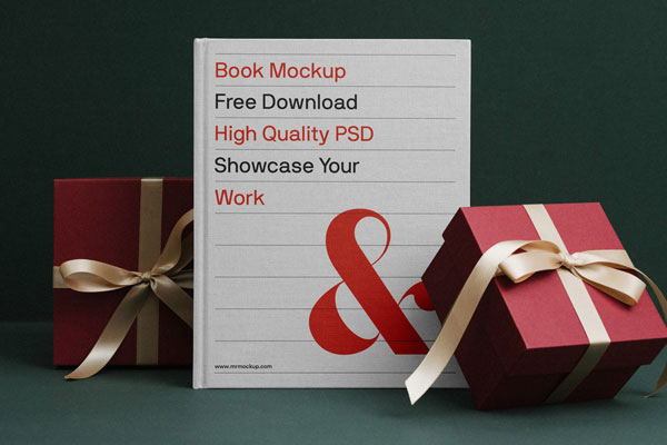 Facing View of Standing Book Mockup