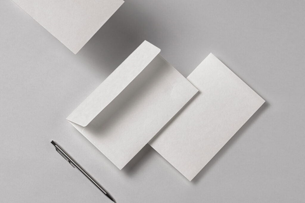 Facing View of Stationery Mockup with Envelope