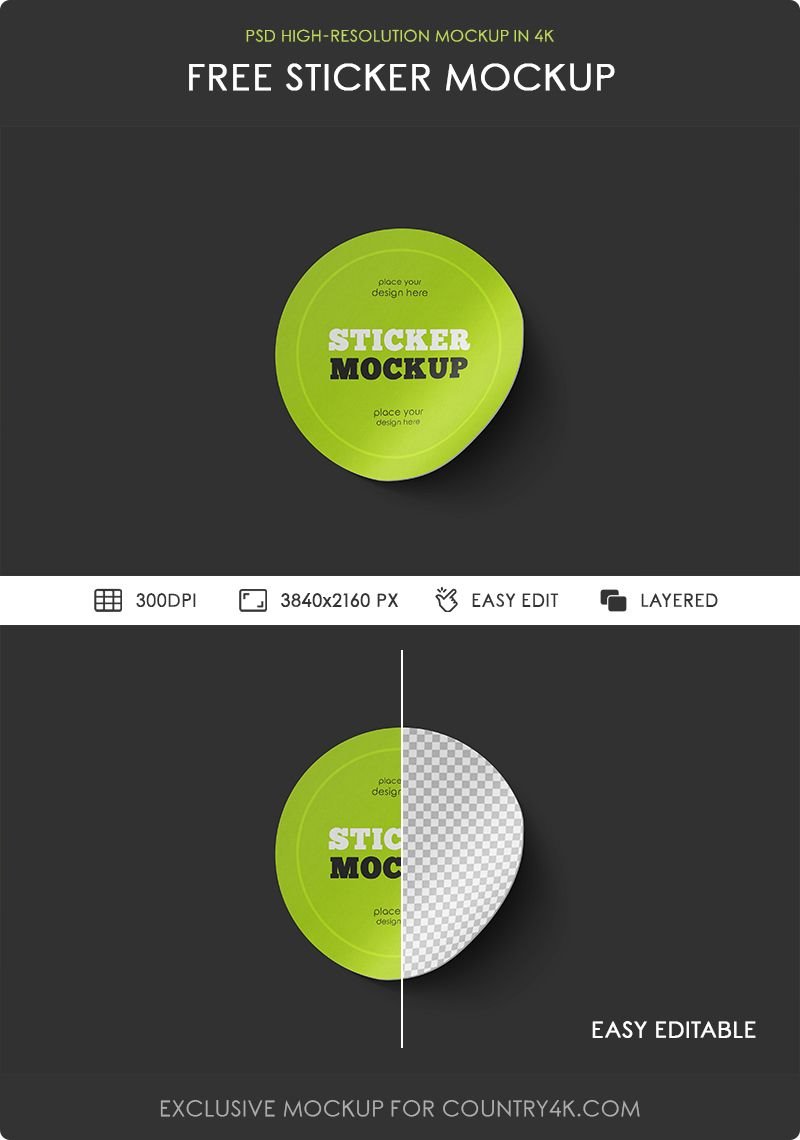 Facing View of Sticker Mockup FREE PSD