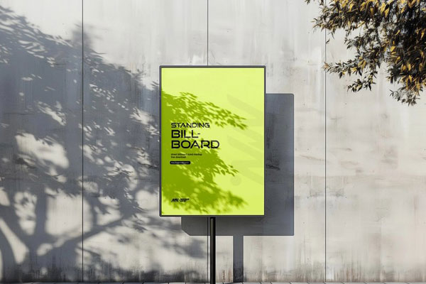 Facing View of Street Stand Billboard Mockup