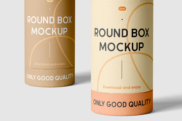 Facing View of Tall Tube Box Mockup