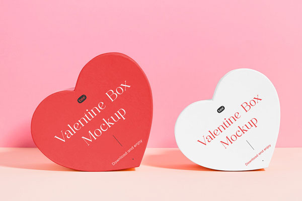 Facing View of Valentines Heartshapped Box Mockup
