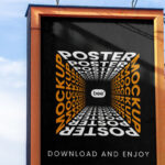Facing View of Vertical Billboard Mockup