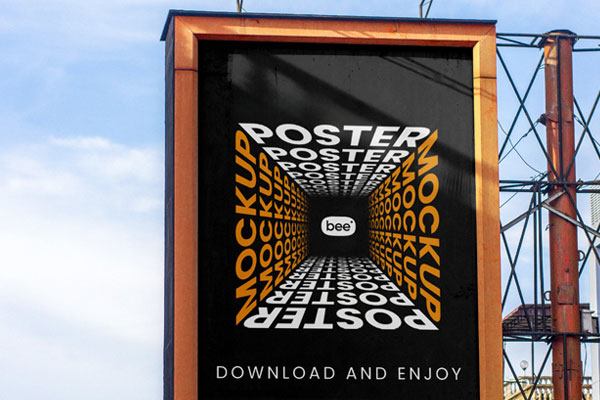 Facing View of Vertical Billboard Mockup