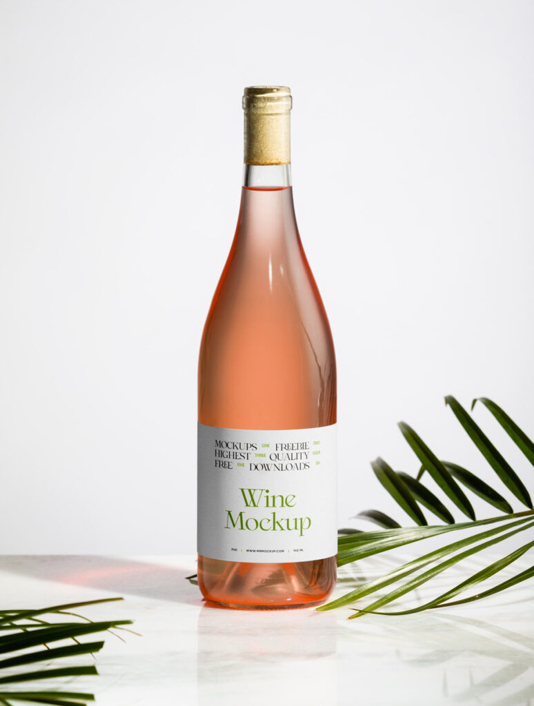 Facing View of Wine Bottle Mockup with Label