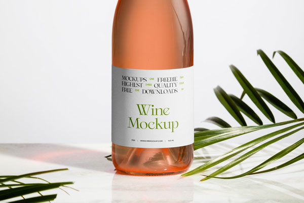 Facing View of Wine Bottle Mockup with Label