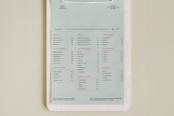 Facing View of Menu Mockup on Wooden board