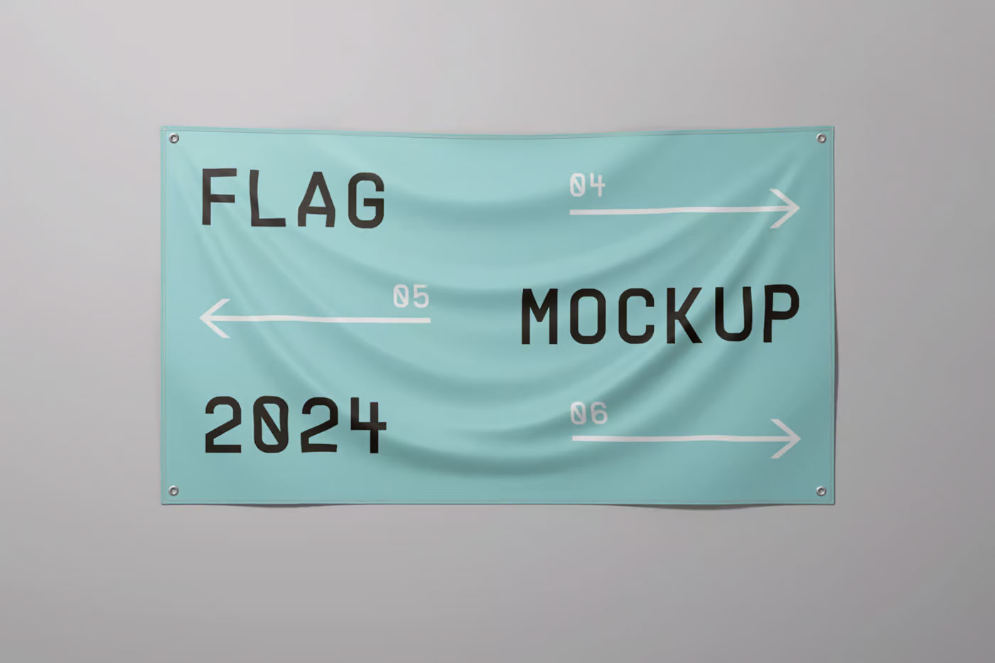 Free Facing Vision of Big Horizontal Flag Mockup PSD Template