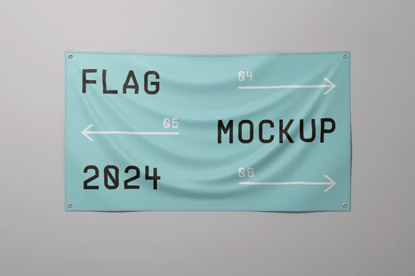 Facing Vision of Big Horizontal Flag Mockup