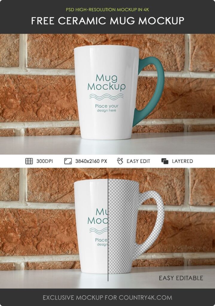 Facing Vision of Ceramic Mug Mockup