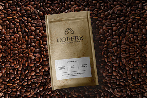 Facing Vision of Coffee Paper Bag Mockup