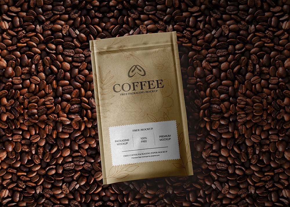 Facing Vision of Coffee Paper Bag Mockup