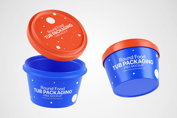 Facing Vision of Food Round Tub Mockup