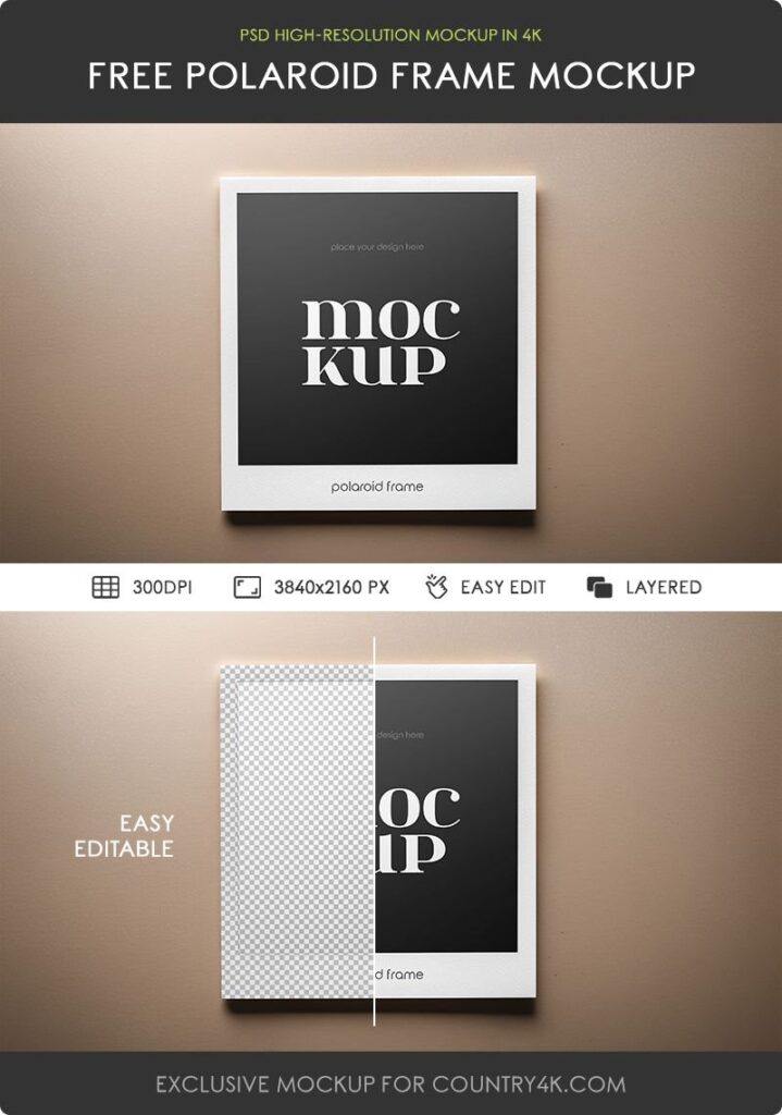 Facing Vision of Polaroid Frame Mockup