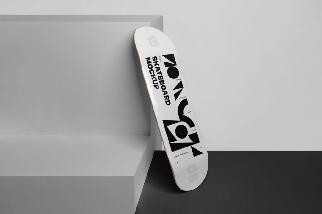 Facing Vision of Skateboard Mockup on Boxes