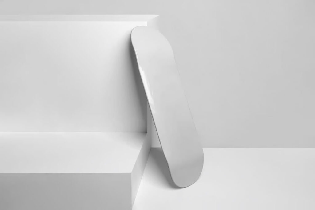 Facing Vision of Skateboard Mockup on Boxes