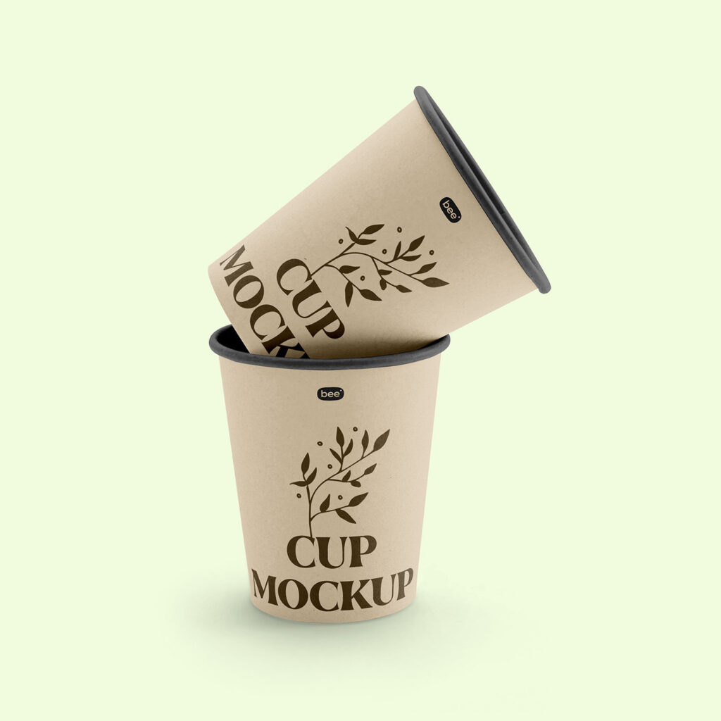 Facing Vision of Stacked Paper Cups Mockup