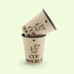 Facing Vision of Stacked Paper Cups Mockup