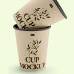 Facing Vision of Stacked Paper Cups Mockup