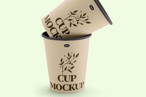 Facing Vision of Stacked Paper Cups Mockup