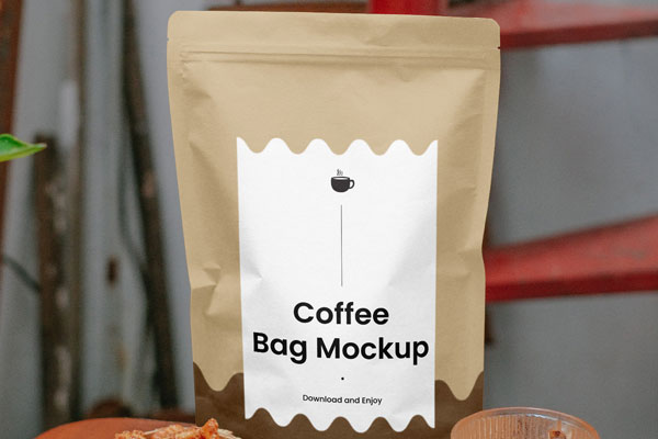 Facing Vision of Standing Coffee Bag Mockup