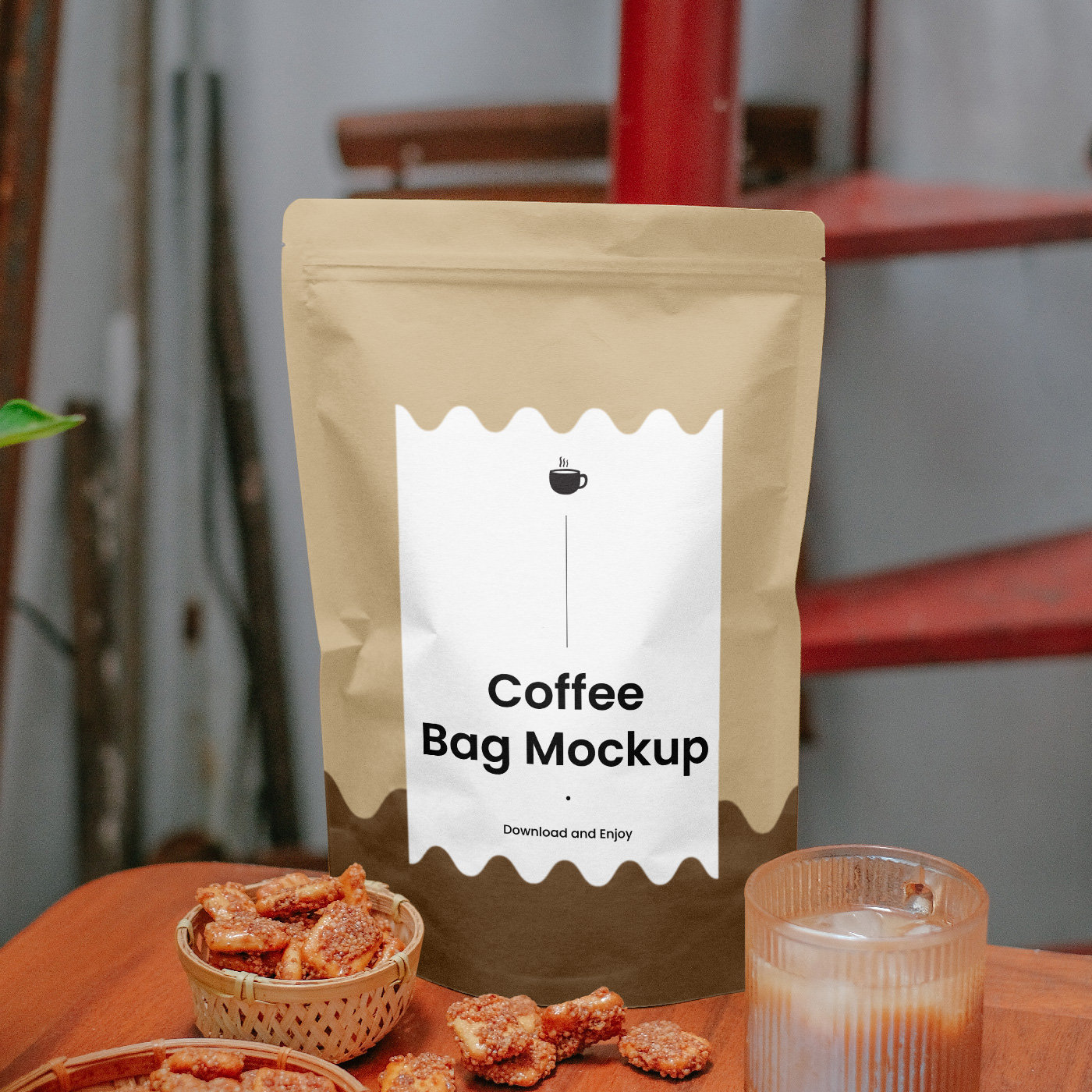 Facing Vision of Standing Coffee Bag Mockup FREE PSD