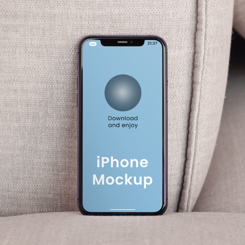 Facing Vision of Standing iPhone Screen Mockup