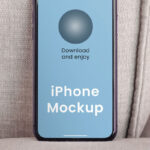 Facing Vision of Standing iPhone Screen Mockup