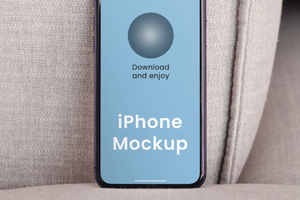 Facing Vision of Standing iPhone Screen Mockup