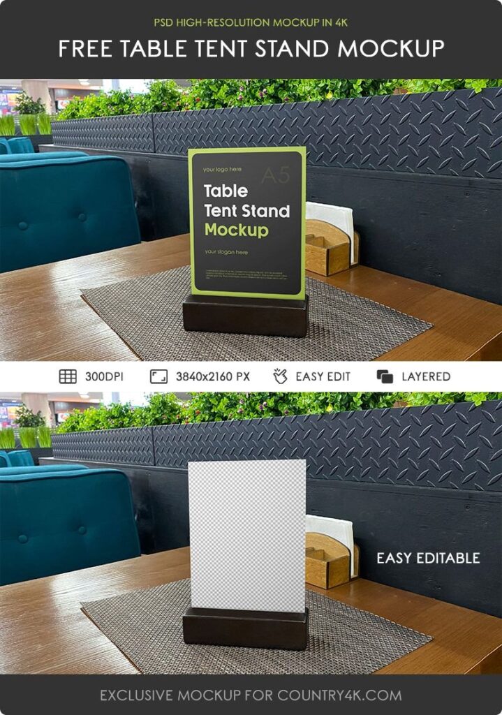 Facing Vision of Table Tent Stand Mockup