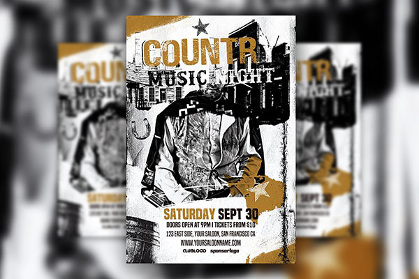 Faded Vintage Country Music Event Flyer Template