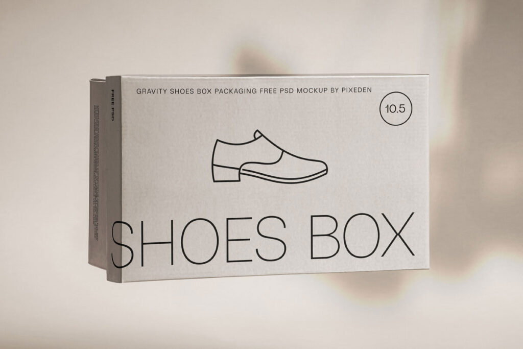 Falling Shoe Box Mockup in Facing View