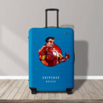 Fancy Travel Luggage Suitcase on Wooden Floor Mockup